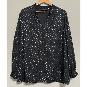 Lane Bryant Women's Size 20 Blouse Top Black & Gold Ruffle Sheer Party